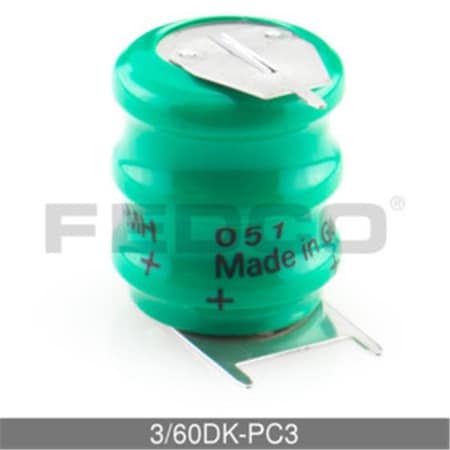 Fedco Batteries Compatible with Varta 3-60DK-PC3 3.6V 80mAh Rechargeable Battery For Memory Support Applications 3/60DK-PC3